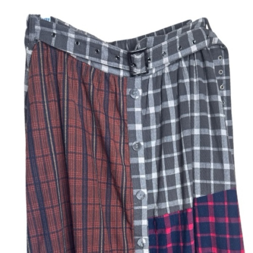 TOV Holy Los Angeles Plaid Patchwork Maxi Skirt Large - Picture 3 of 8